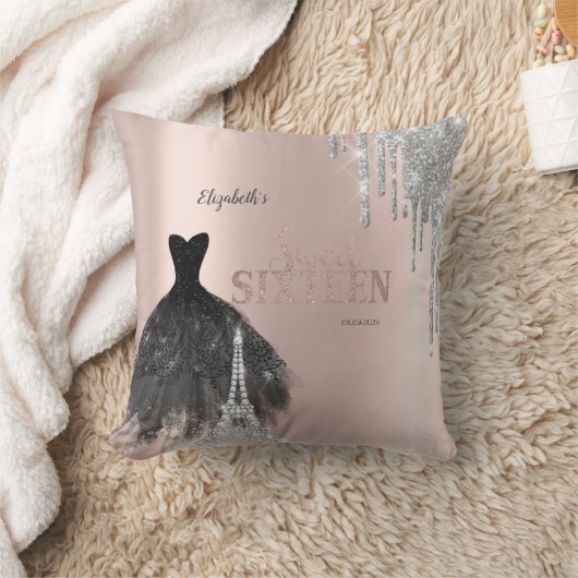 Glitter Drips,Dress,Eiffel Tower Sweet 16 クッション (ブランケット)