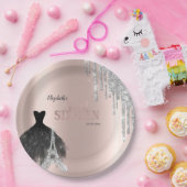 Glitter Drips,Dress,Eiffel Tower Sweet 16 ペーパープレート (パーティー)