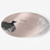 Glitter Drips,Dress,Eiffel Tower Sweet 16 ペーパープレート (アングル)