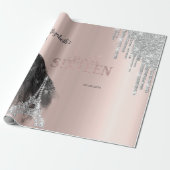 Glitter Drips,Dress,Eiffel Tower Sweet 16 ラッピングペーパー (アンロールド)