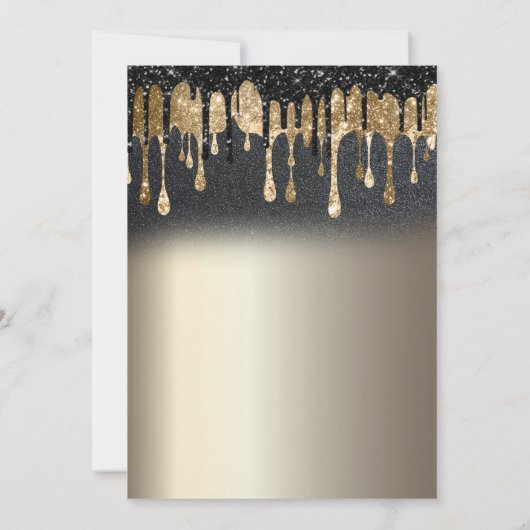 Glitter Drips Dress Wine Glass Gold 60th 招待状 (裏面)