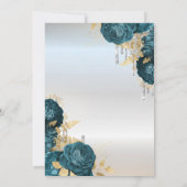 Glitter Drips Green Flowers Silver 70th Birthday 招待状 (裏面)