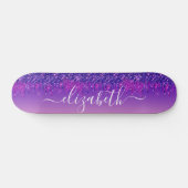 Glitter Drips Personalized Purple Pink スケートボード (横)