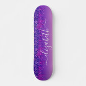 Glitter Drips Personalized Purple Pink スケートボード (正面)