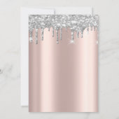 Glitter Drops,Glass, Floral Rose Gold Retirement 招待状 (裏面)