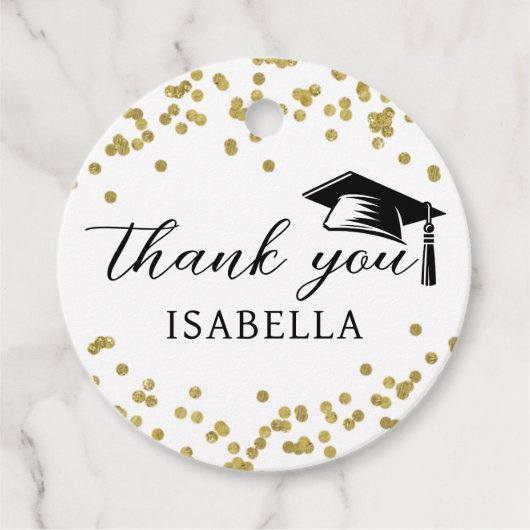 Glitter Dust Confetti Graduation Thank You フェイバータグ (正面)