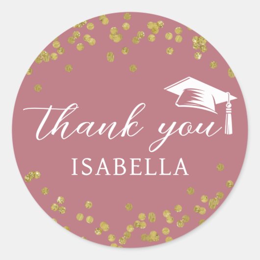Glitter Dust Confetti Graduation Thank You ラウンドシール (正面)