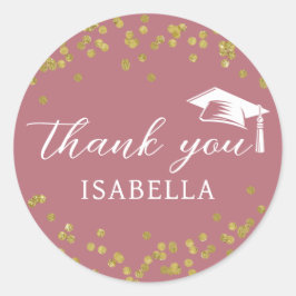 Glitter Dust Confetti Graduation Thank You ラウンドシール