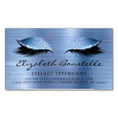 Glitter Eyes Brushed Metal Lash Extensions Blue マグネット名刺 (正面)