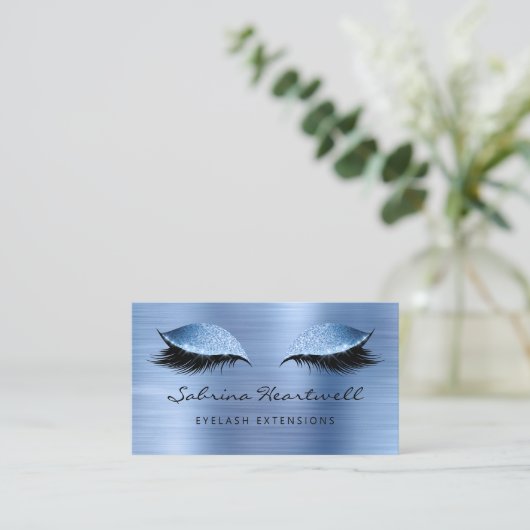 Glitter Eyes Pale Blue Metallic Lash Extension 名刺 (スタンド正面)