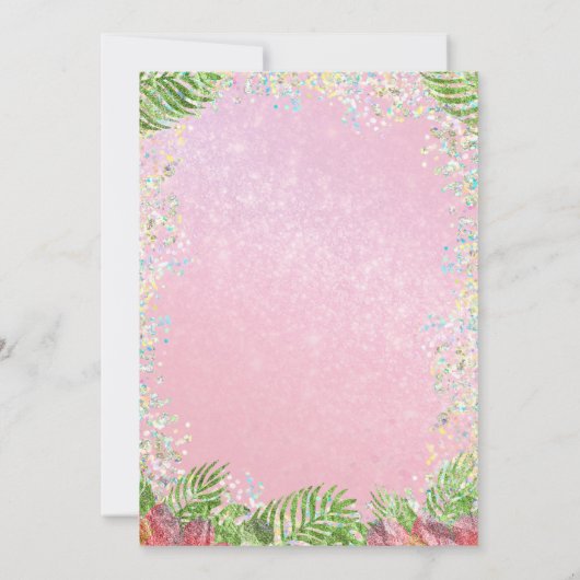 Glitter Flamingle Sequin Girl Birthday  招待状 (裏面)