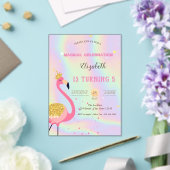 Glitter Flamingo, Holographic Birthday アクリル招待状 (インサイチュ (ウェディング))