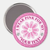 Glitter Flower Breast Cancer Awareness Design マグネット (正面/裏面)