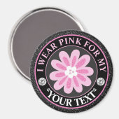 Glitter Flower Breast Cancer Awareness Design マグネット (正面/裏面)