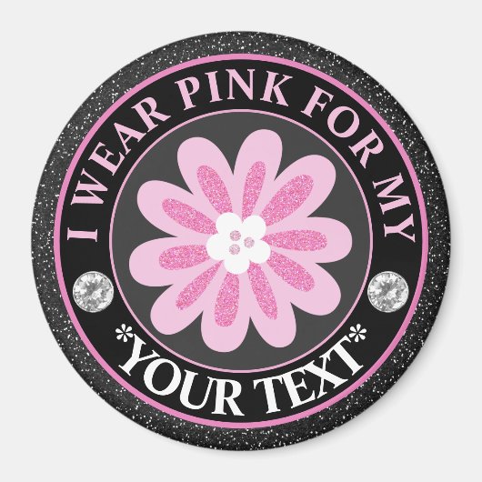 Glitter Flower Breast Cancer Awareness Design マグネット (正面)