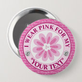 Glitter Flower Breast Cancer Awareness Design 缶バッジ (正面&裏面)
