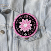 Glitter Flower Camouflage Breast Cancer Awareness 缶バッジ (インサイチュ)