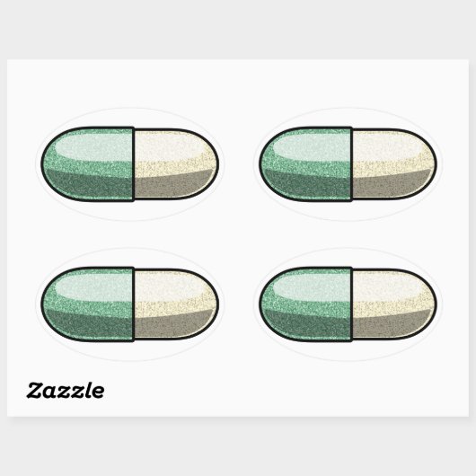 Glitter Fluoxetine 楕円形シール (シート)