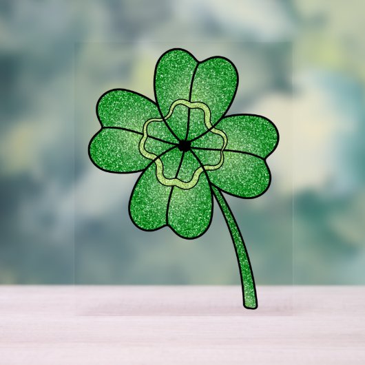 Glitter Four Leaf Clover アクリルサイン (ニュートラル)