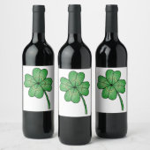 Glitter Four Leaf Clover ワインラベル (ボトル)