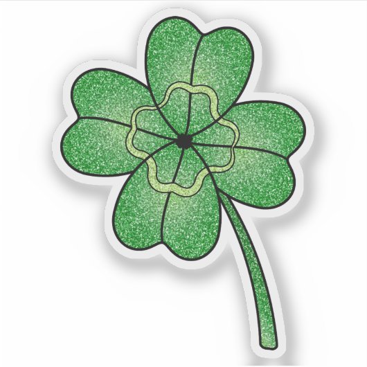 Glitter Four Leaf Clover Custom-Cut Vinyl Stickers シール (正面)