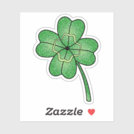 Glitter Four Leaf Clover Custom-Cut Vinyl Stickers シール