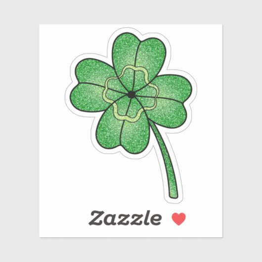 Glitter Four Leaf Clover Custom-Cut Vinyl Stickers シール (シート)