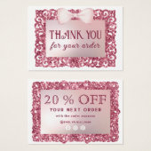 Glitter Frame Pink Bow discount card (正面&裏面)
