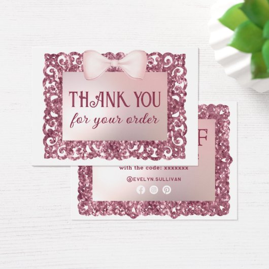 Glitter Frame Pink Bow discount card (デスク)