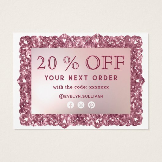 Glitter Frame Pink Bow discount card (裏面)