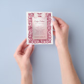 Glitter frame pink bow flyer チラシ (手)