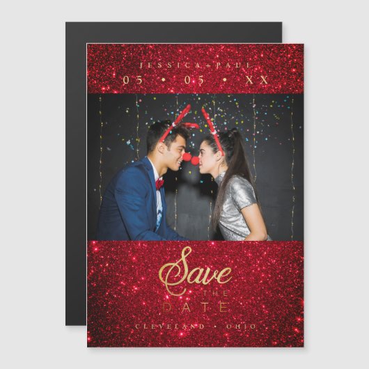 Glitter Fun Photo Christmas Couple Whimsical Font (正面/裏面)