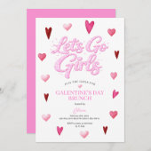 Glitter Girl Galentine's Day Brunch Valentine 招待状 (正面/裏面)