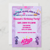 Glitter, Glam, & K-Pop Birthday Party 招待状 (正面)