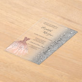 Glitter Glitter Dress Rose Gold Sweet 16 アクリル招待状 (レイダウン)