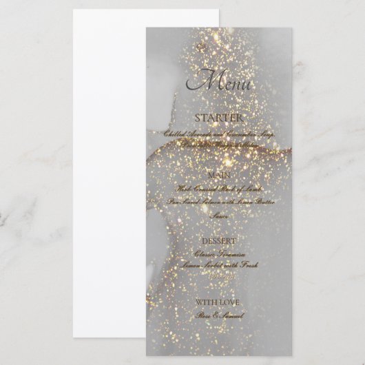 Glitter Gold Alcohol Ink Chic Flat Menu メニュー (正面/裏面)