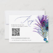 Glitter Gold Blue Purple Peacock Plume QR CODE 出欠カード (正面)