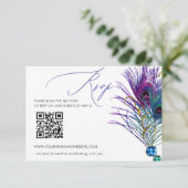 Glitter Gold Blue Purple Peacock Plume QR CODE 出欠カード (スタンド正面)