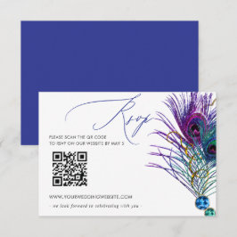 Glitter Gold Blue Purple Peacock Plume QR CODE 出欠カード