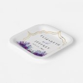 Glitter Gold Blue Purple Peacock Plume Wedding ペーパープレート (傾斜あり)