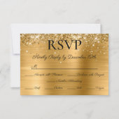 Glitter Gold Foil Elegant Calligraphy Wedding 出欠カード (正面)