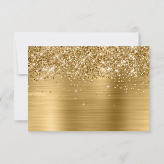 Glitter Gold Foil Elegant Calligraphy Wedding 出欠カード (裏面)