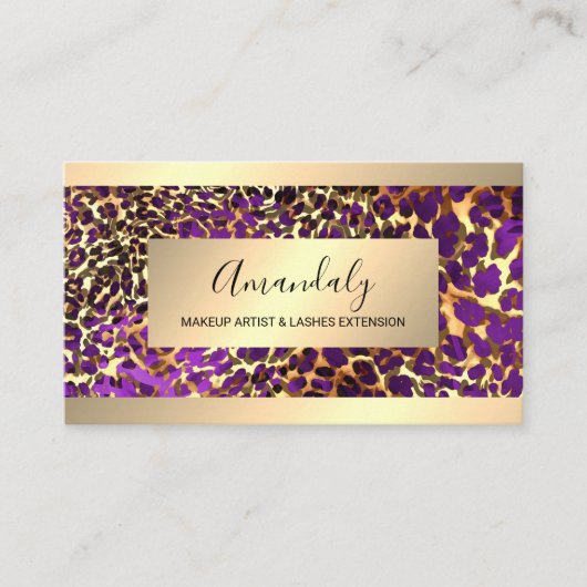 Glitter Gold Frame Animal Skin Leopard Luxury 名刺 (正面)