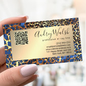  Glitter Gold Luxury QR Code Animal Skin Leopard 名刺