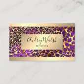 Glitter Gold Luxury QR Code Animal Skin Leopard 名刺 (正面)