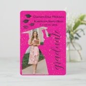 Glitter Graduation Invitation Card with Photos  招待状 (スタンド正面)