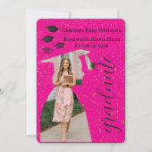 Glitter Graduation Invitation Card with Photos  招待状 (正面)