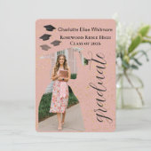 Glitter Graduation Invitation Card with Photos  招待状 (スタンド正面)