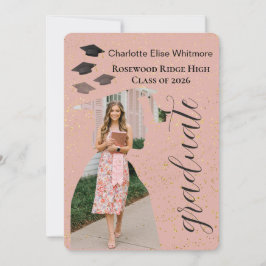 Glitter Graduation Invitation Card with Photos 招待状