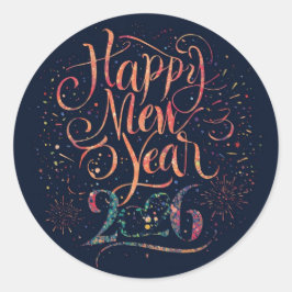 Glitter Happy New Year 2026 ラウンドシール